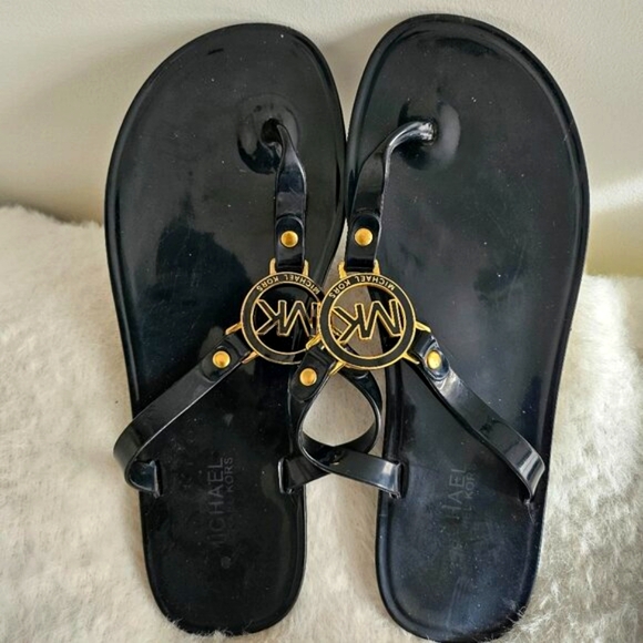 Michael Kors Women Jelly Sandals Black Lightweight Comfort Beach Chic Flip-Flop - Picture 3 of 6